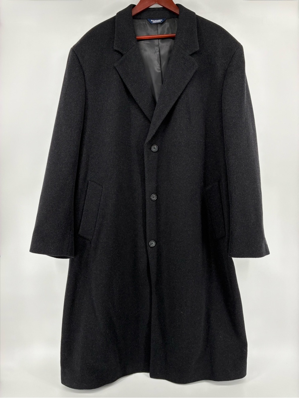 Oscar de la Renta Men's Black Grey Wool Cashmere Pea Overcoat